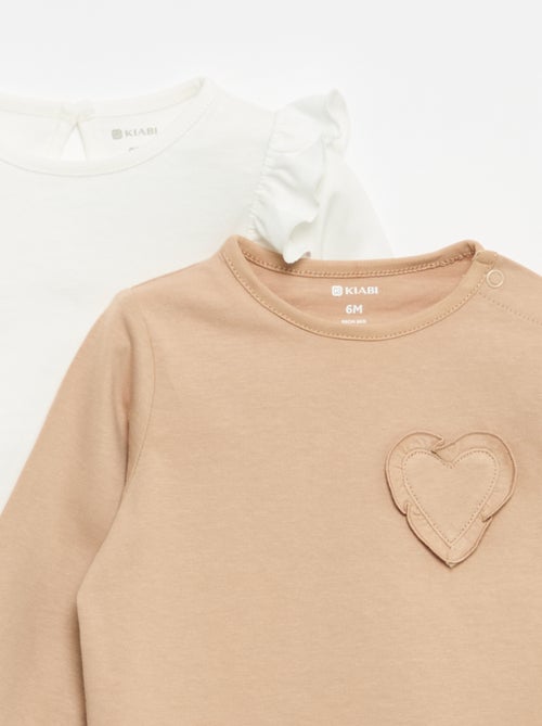 Set van 2 T-shirts met lange mouwen van katoenen jerseytricot - Kiabi