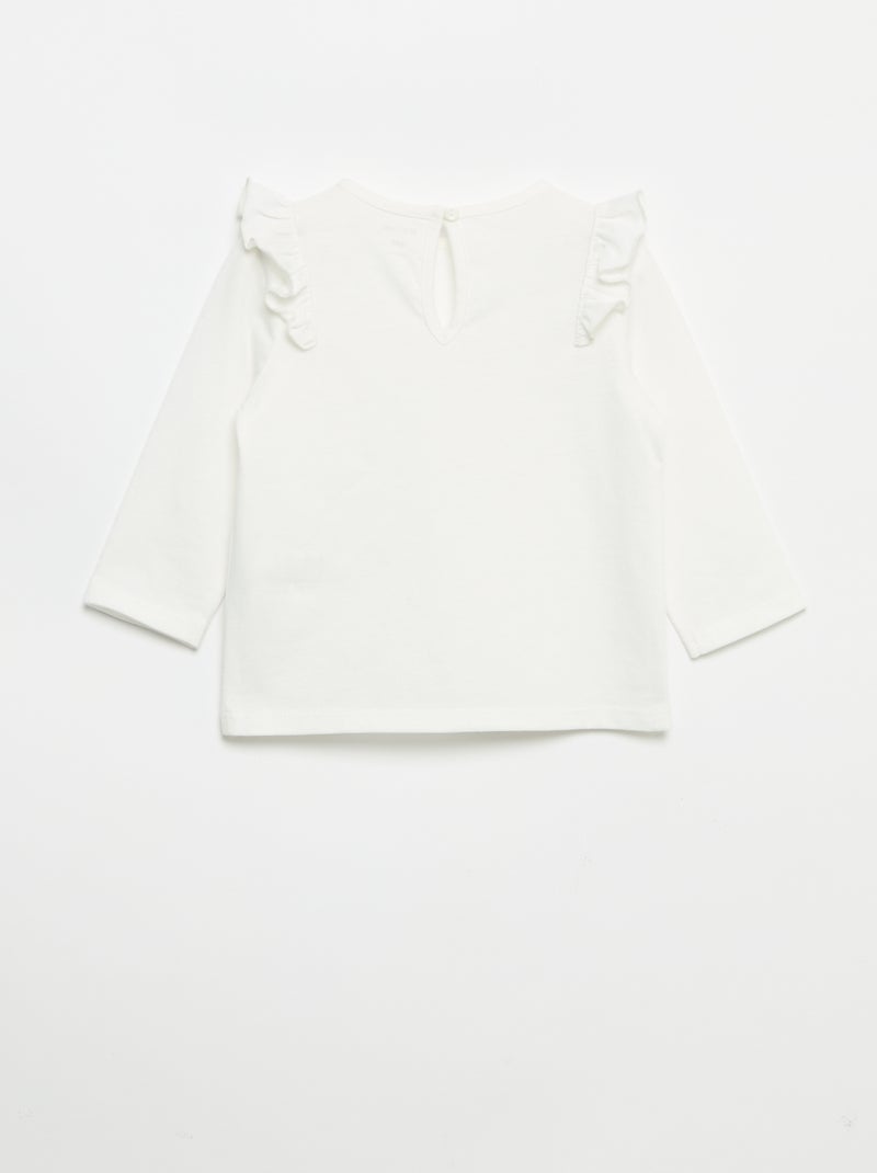 Set van 2 T-shirts met lange mouwen van katoenen jerseytricot Wit - Kiabi