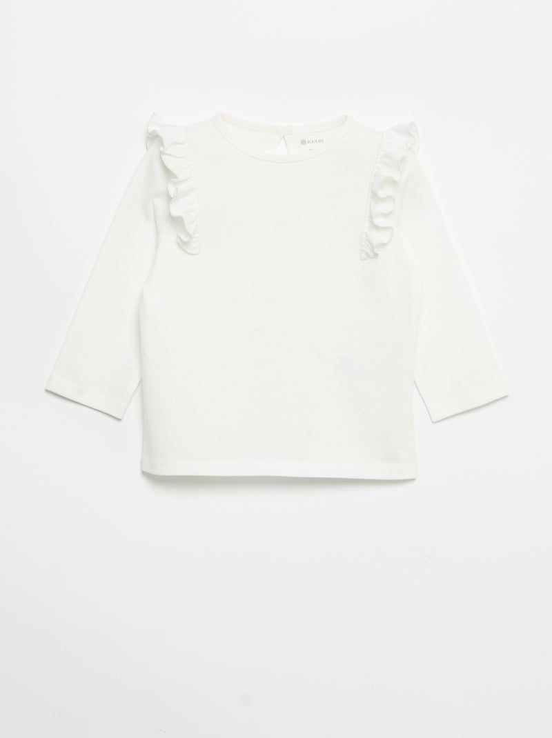 Set van 2 T-shirts met lange mouwen van katoenen jerseytricot Wit - Kiabi
