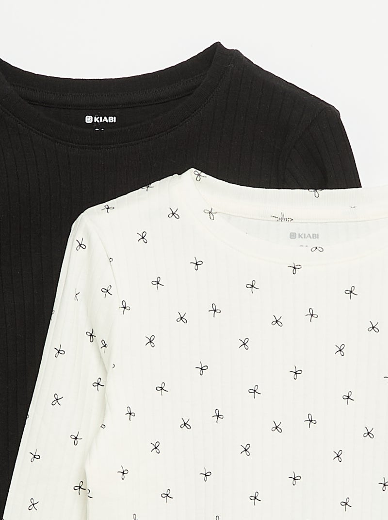 Set van 2 T-shirts met lange mouwen Wit - Kiabi