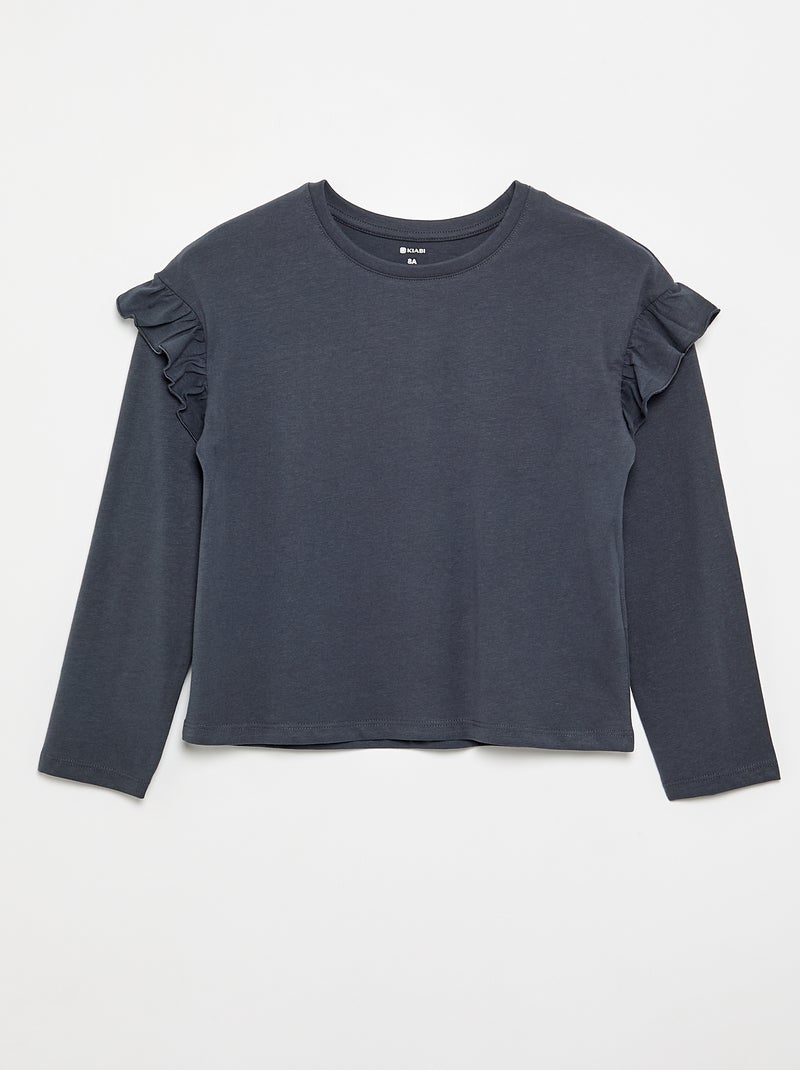 Set van 2 T-shirts met ruches op de schouders Grijs - Kiabi
