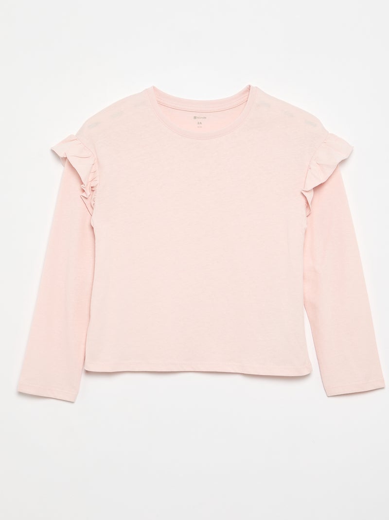 Set van 2 T-shirts met ruches op de schouders Lichtroze - Kiabi