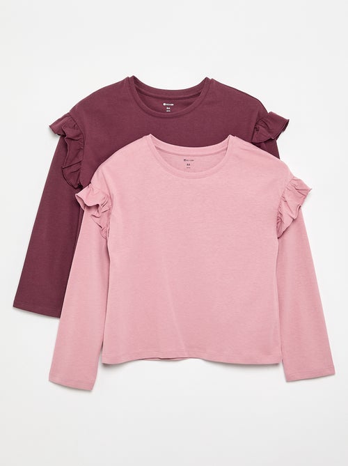 Set van 2 T-shirts met ruches op de schouders - Kiabi Set van 2 T-shirts met ruches op de schouders - Kiabi
