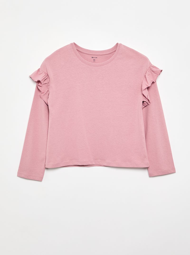 Set van 2 T-shirts met ruches op de schouders Roze - Kiabi