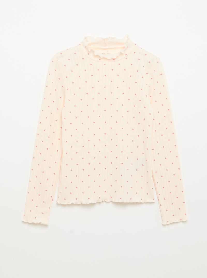 Set van 2 T-shirts van fantasiestof met golvende afwerkingen Rose - Kiabi