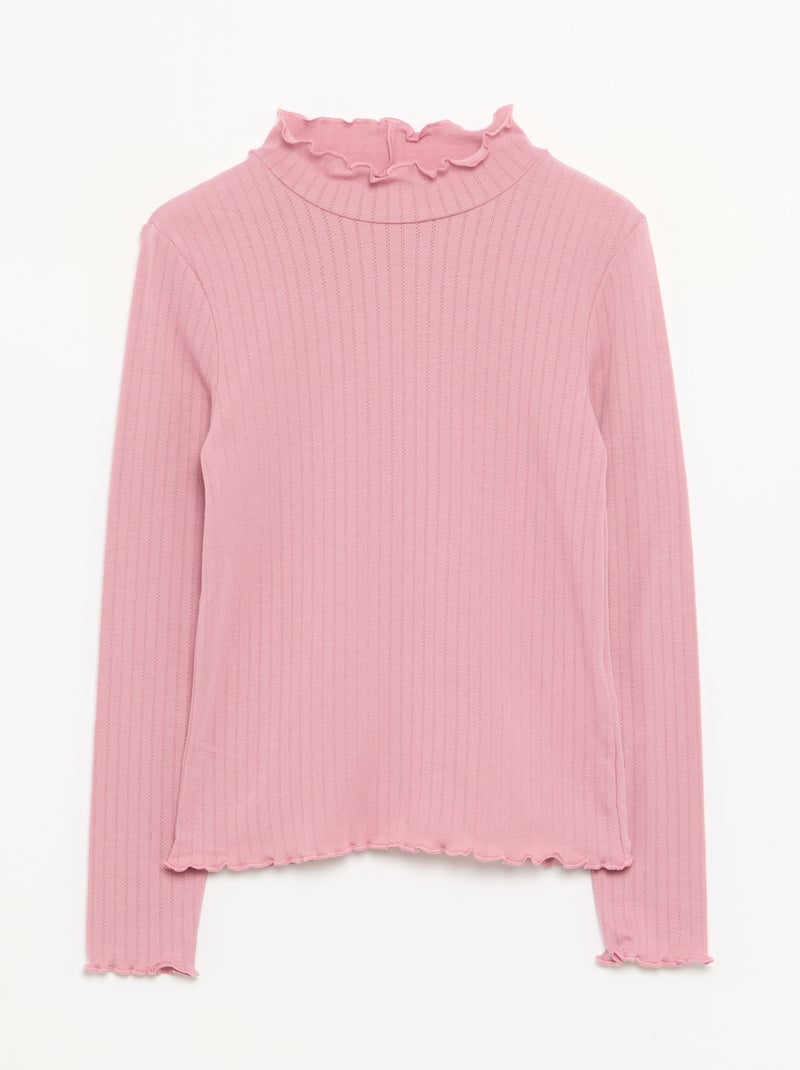 Set van 2 T-shirts van fantasiestof met golvende afwerkingen Rose - Kiabi