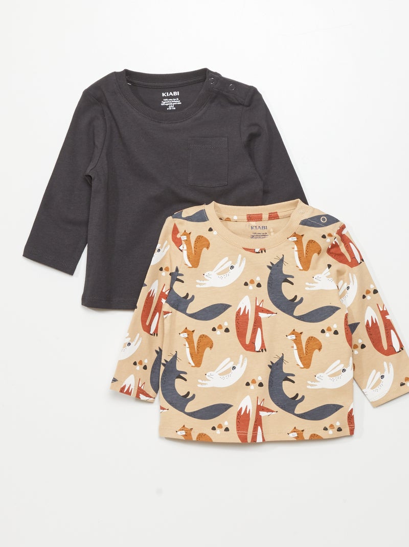 Set van 2 T-shirts van jersey BIEGE - Kiabi