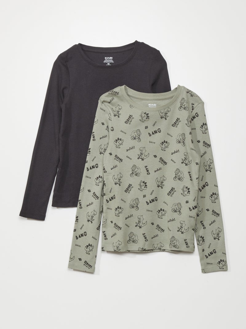 Set van 2 T-shirts van jersey GRIJS - Kiabi