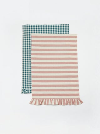 Set van 2 theedoeken met ruches (50 x 70 cm)