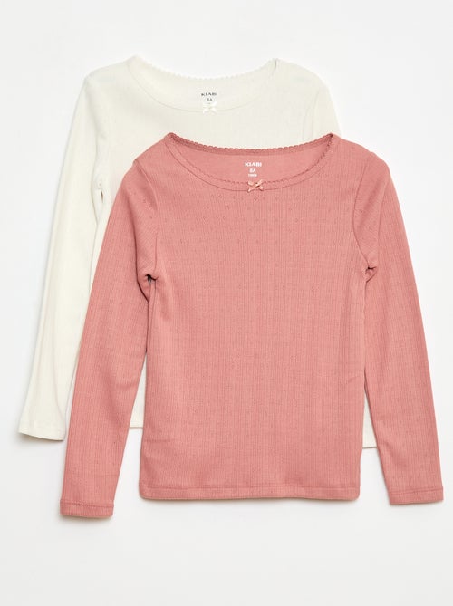 Set van 2 thermoregulerende T-shirts van pointelle tricot - Kiabi
