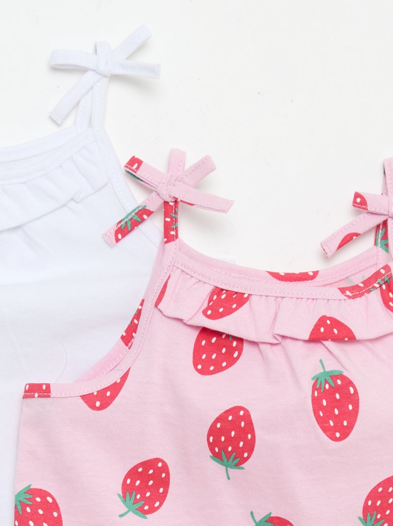 Set van 2 topjes met bandjes Rose - Kiabi