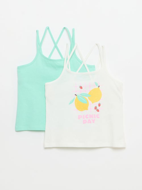 Set van 2 topjes, waarvan 1 met print - Kiabi