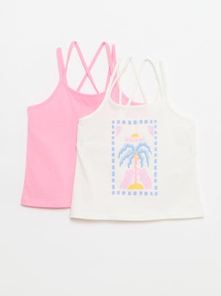 Set van 2 topjes, waarvan 1 met print