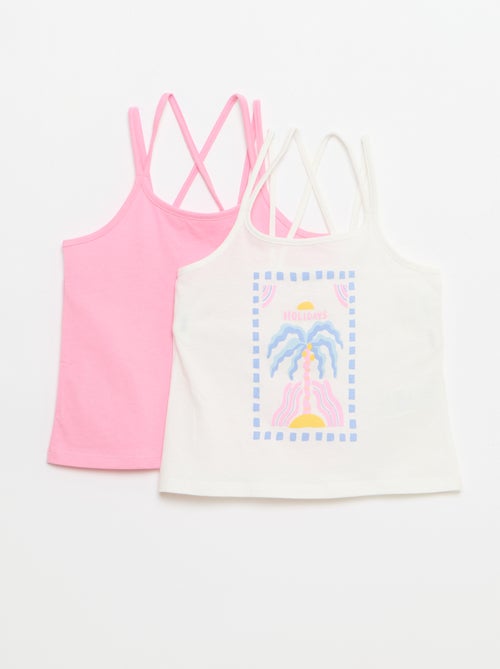 Set van 2 topjes, waarvan 1 met print - Kiabi