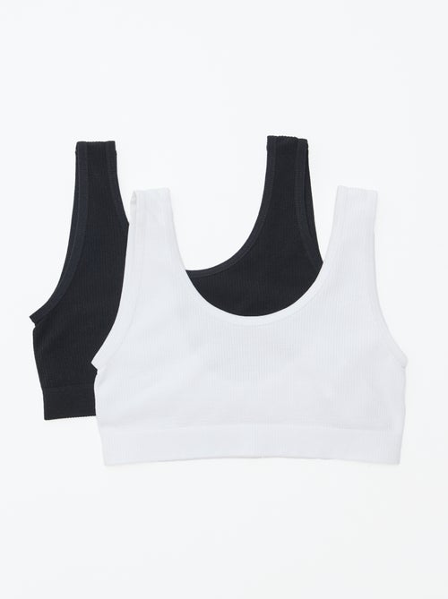 Set van 2 tops van effen ribstof - Kiabi