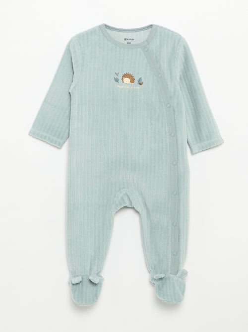 Set van 2 velours pyjama's met voetjes - Kiabi