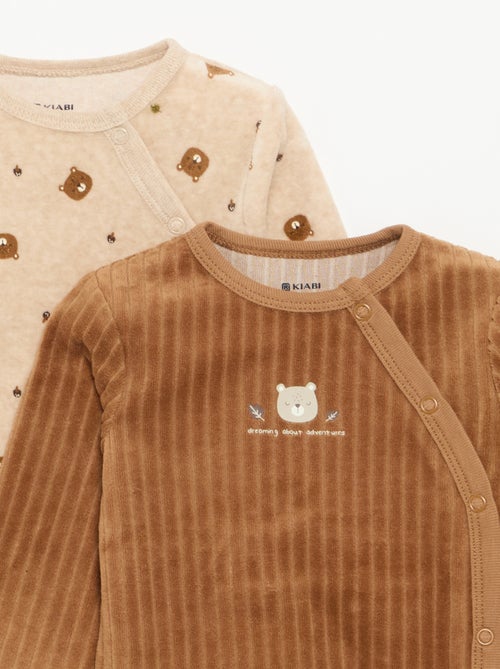 Set van 2 velours pyjama's met voetjes - Kiabi
