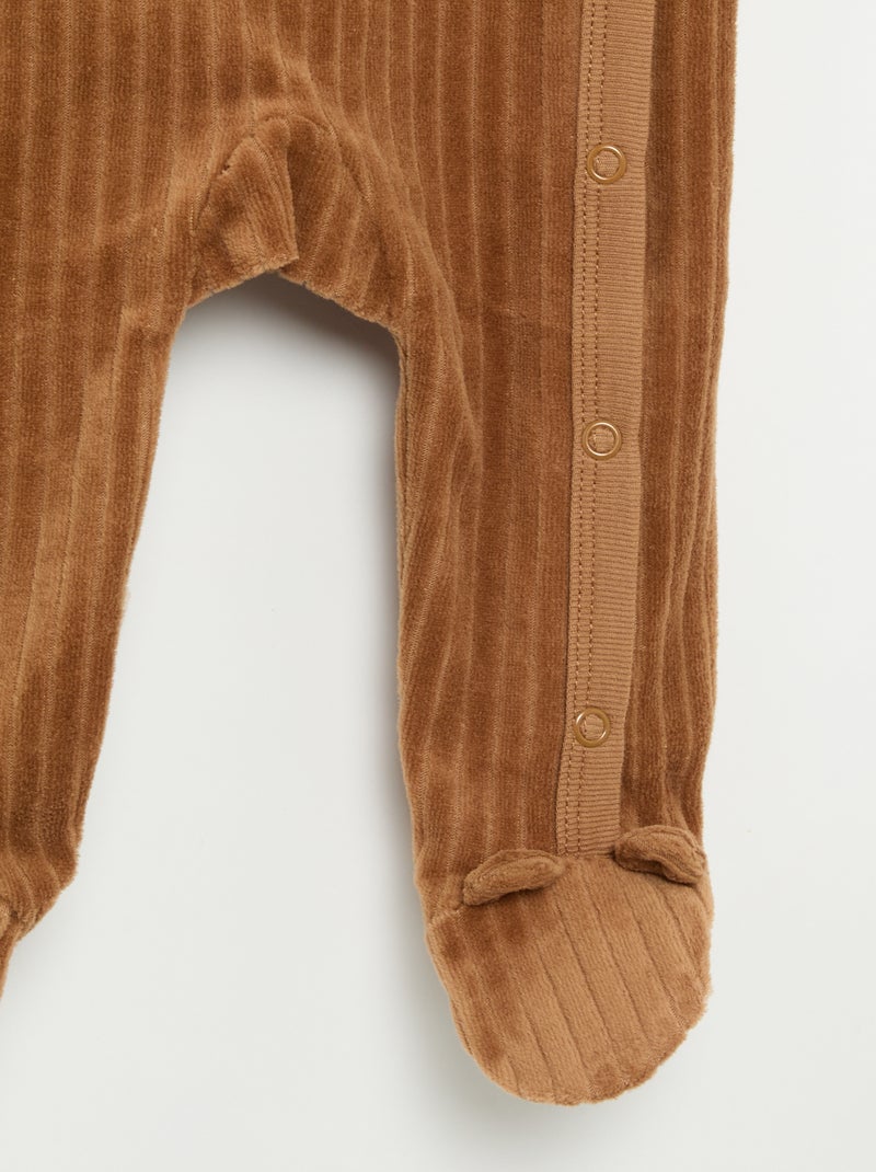 Set van 2 velours pyjama's met voetjes Bruin - Kiabi