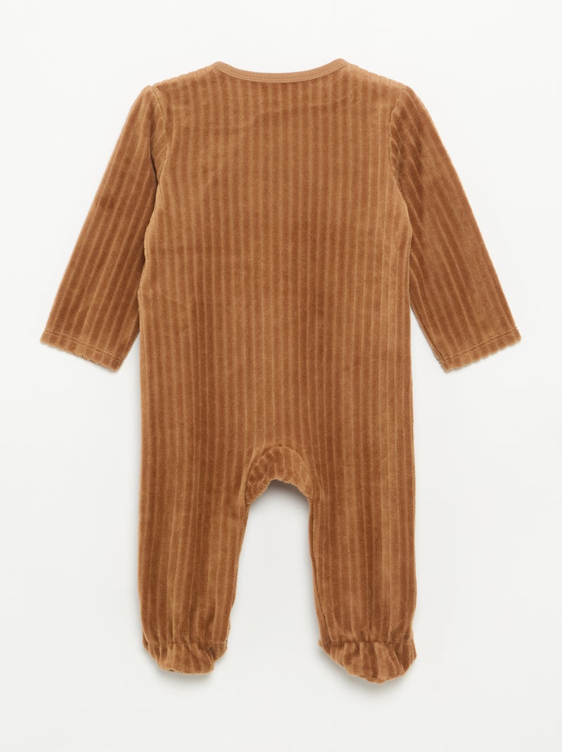 Set van 2 velours pyjama's met voetjes Bruin - Kiabi