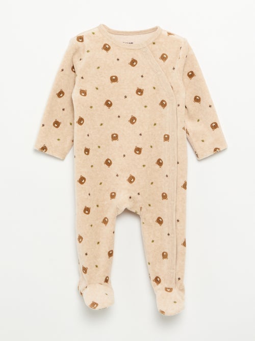 Set van 2 velours pyjama's met voetjes - Kiabi