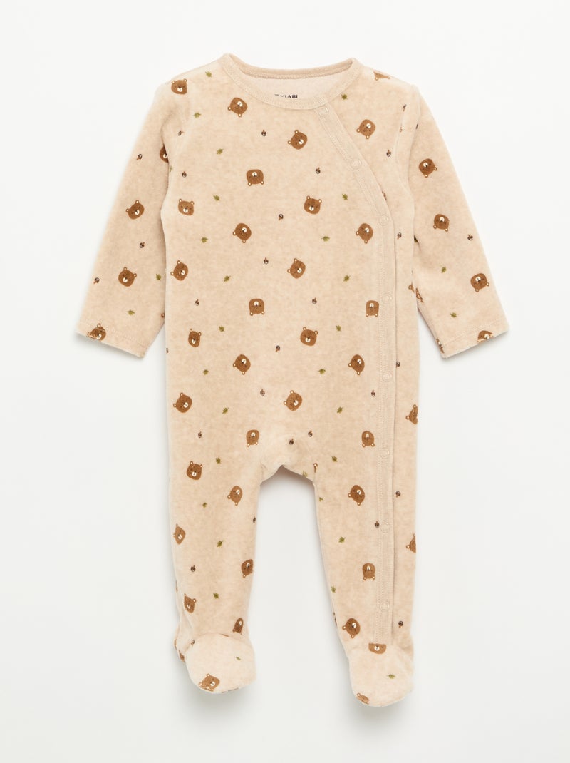 Set van 2 velours pyjama's met voetjes Bruin - Kiabi
