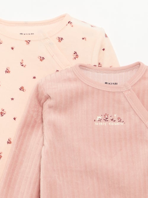 Set van 2 velours pyjama's met voetjes - Kiabi