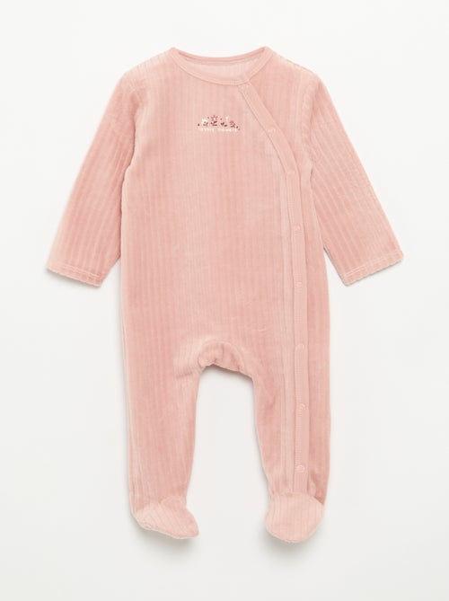 Set van 2 velours pyjama's met voetjes - Kiabi
