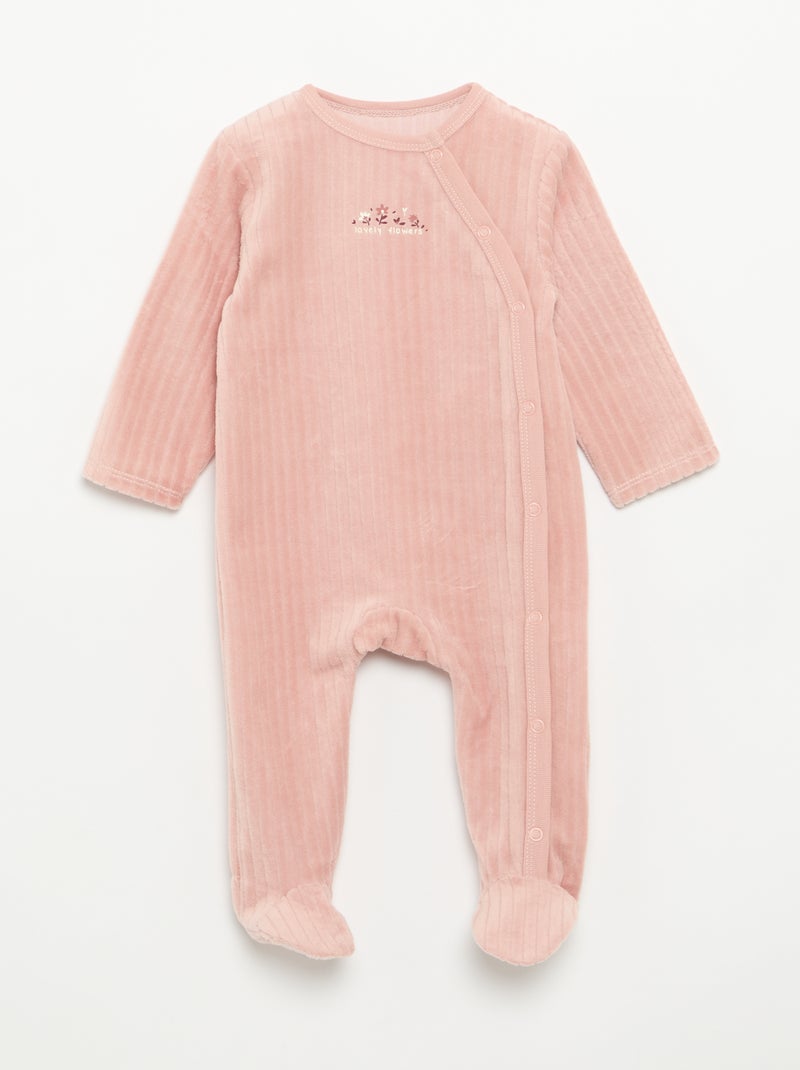 Set van 2 velours pyjama's met voetjes Rose - Kiabi