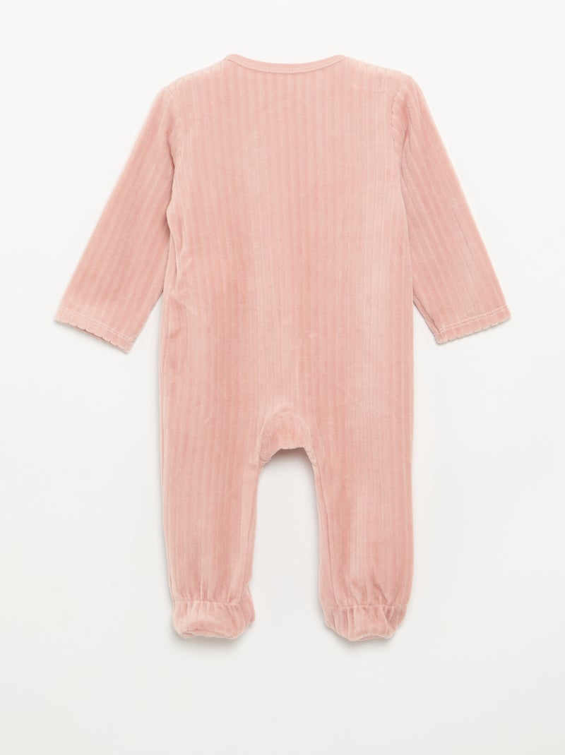 Set van 2 velours pyjama's met voetjes Rose - Kiabi