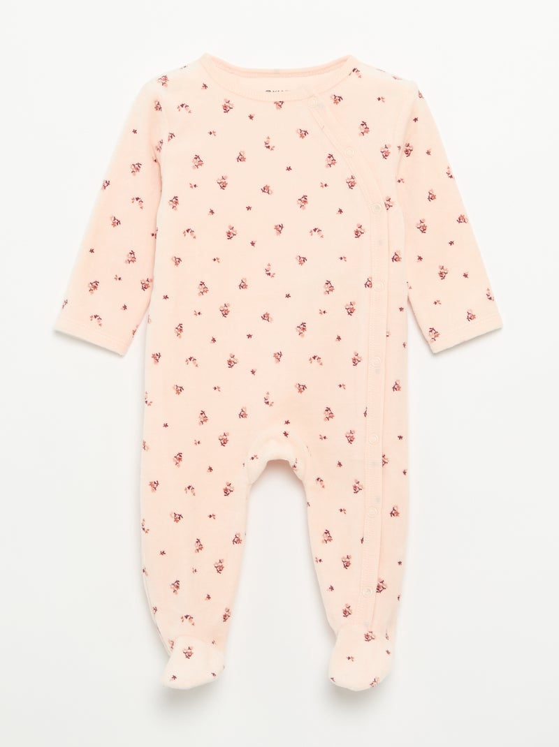 Set van 2 velours pyjama's met voetjes Rose - Kiabi