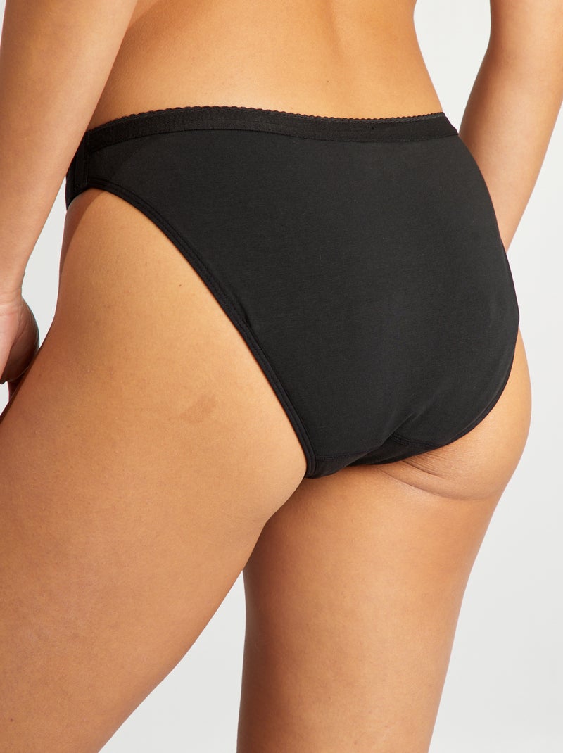 Set van 2 wasbare menstruatieslips van katoen - collectie gemakkelijk aan te trekken zwart - Kiabi