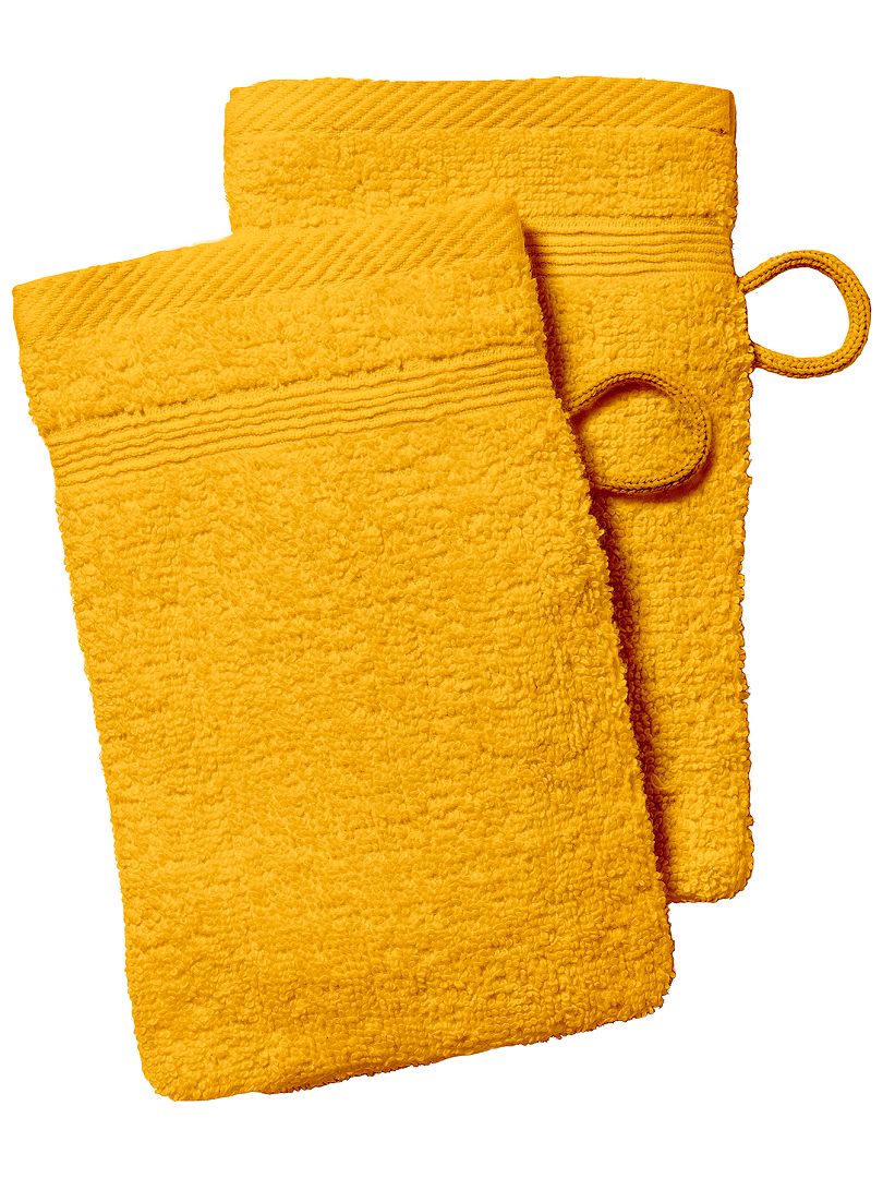 Set van 2 washandjes geel - Kiabi