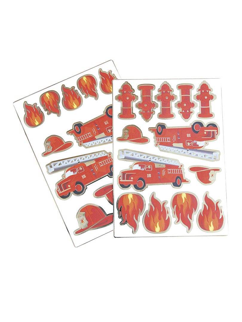 Set van 25 stickers 'brandweermannen' rood - Kiabi