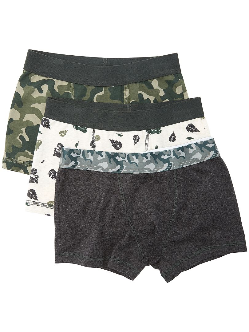 Set van 3 bedrukte boxershorts camouflage - Kiabi