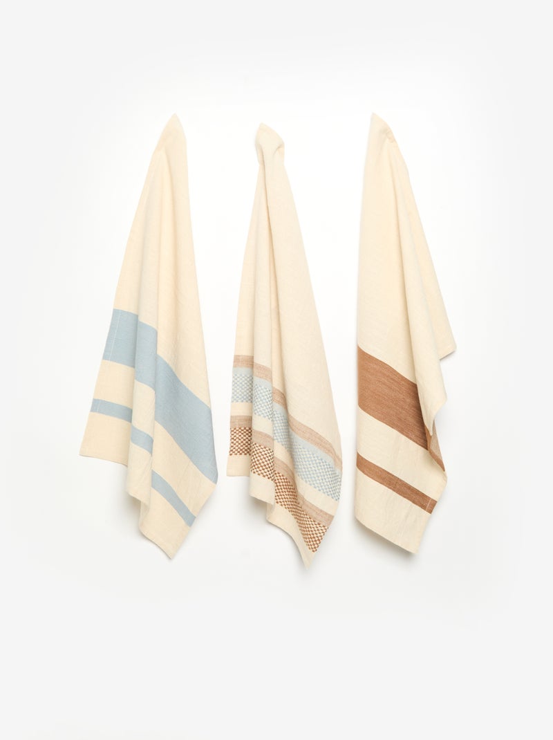 Set van 3 bedrukte theedoeken Blauw - Kiabi