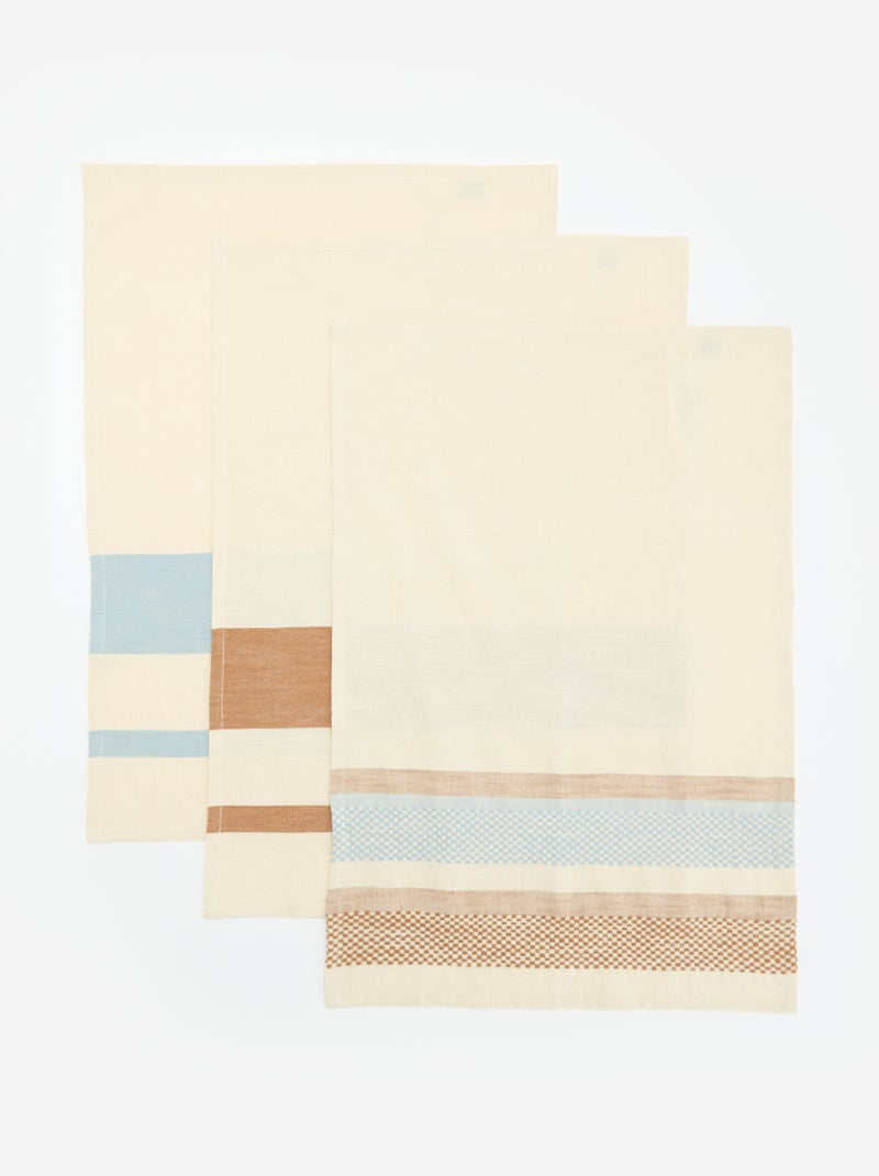 Set van 3 bedrukte theedoeken Blauw - Kiabi