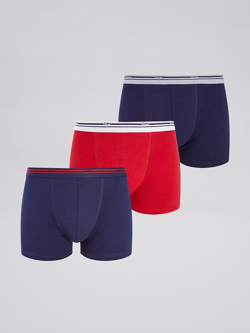 Set van 3 boxershorts Classic colors 'DIM' blauw / rood - Kiabi