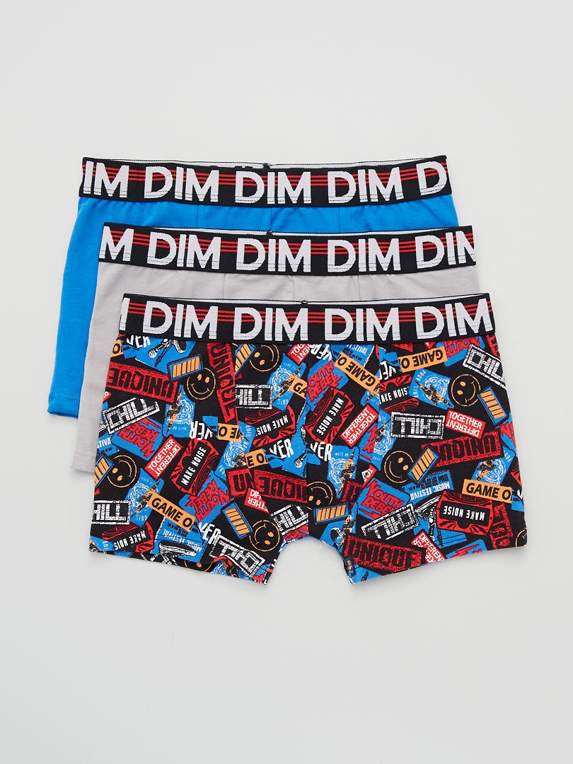 Set van 3 boxershorts met print 'DIM' GRIJS - Kiabi