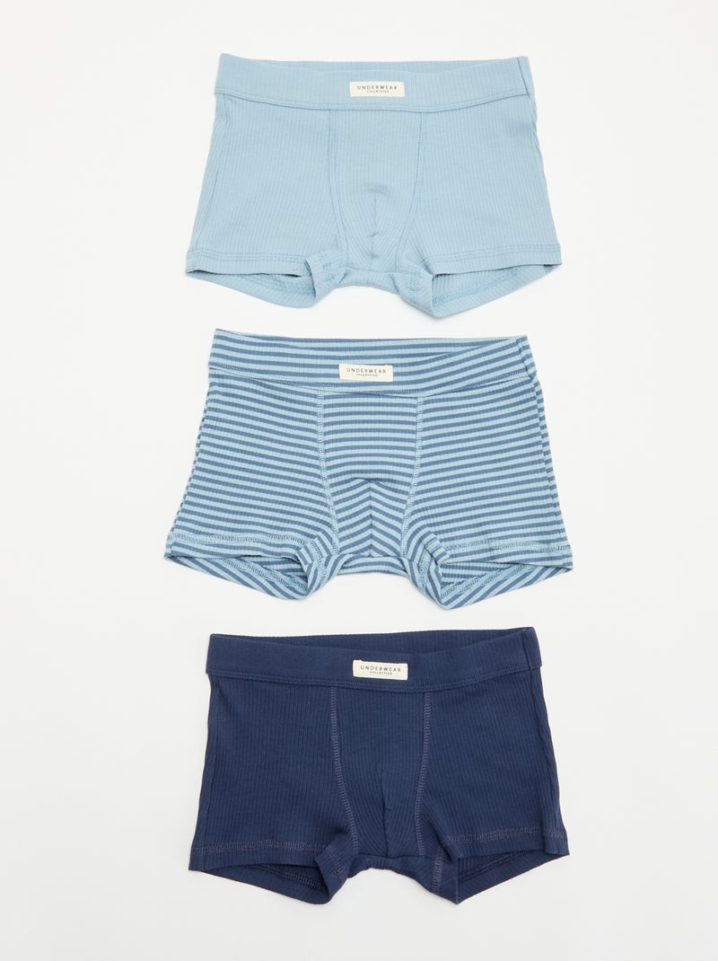 Set van 3 boxershorts van ribtricot Blauw - Kiabi