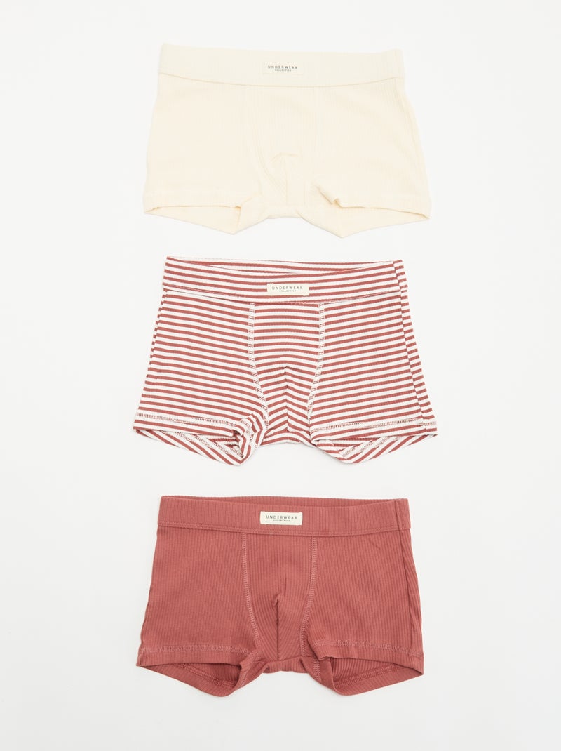 Set van 3 boxershorts van ribtricot Rood - Kiabi