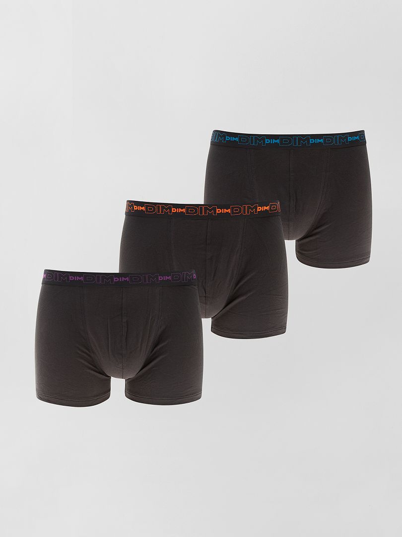 Set van 3 boxershorts van stretch katoen van DIM zwart  - Kiabi