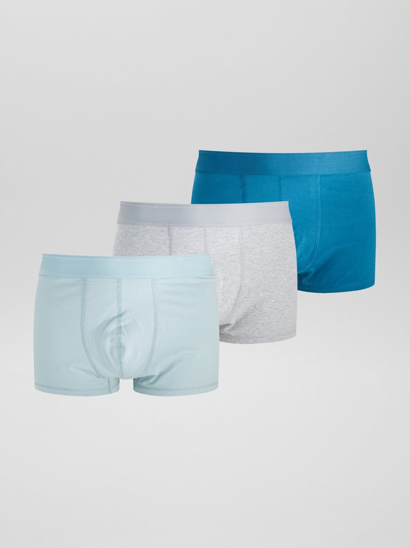 Set van 3 ecologisch ontworpen boxers voor een maatje meer BLAUW - Kiabi