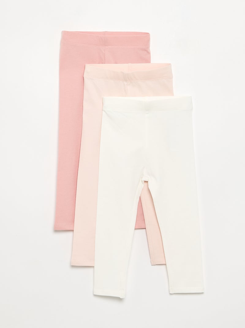 Set van 3 effen leggings van jerseytricot Rose - Kiabi