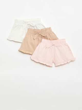 Set van 3 effen shorts met volants
