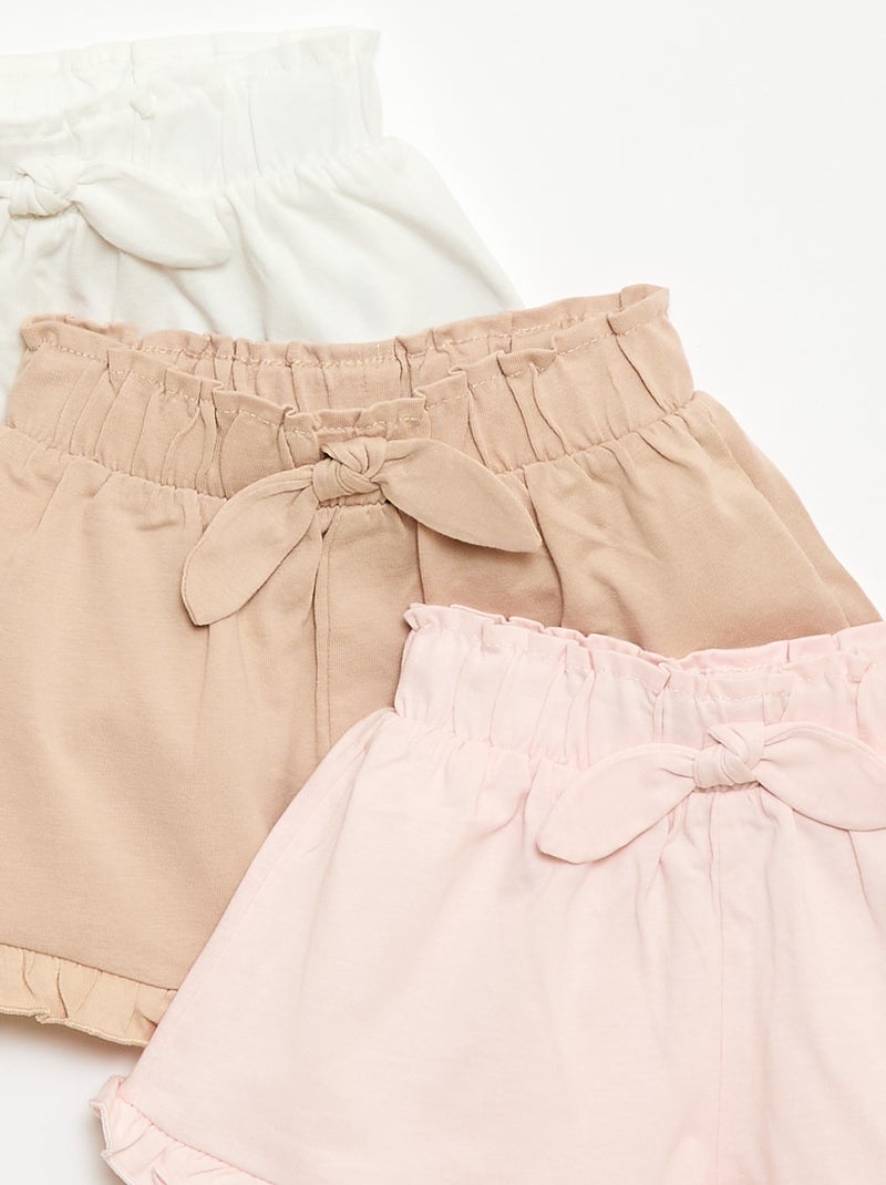 Set van 3 effen shorts met volants Biege - Kiabi