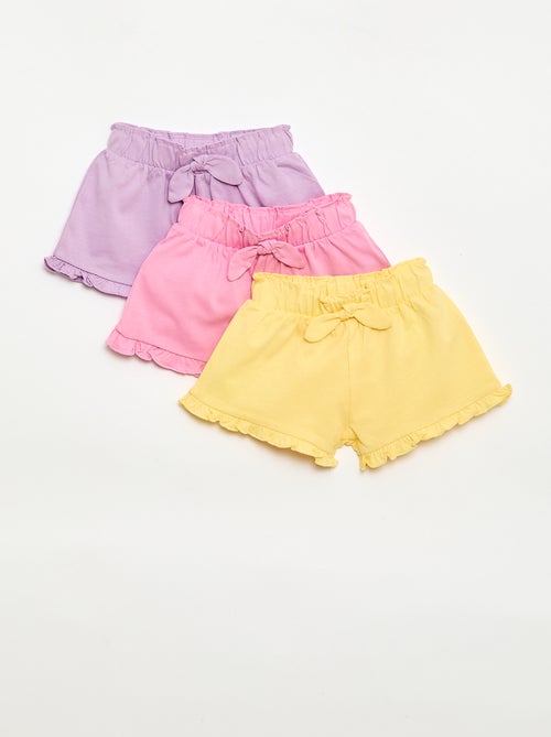Set van 3 effen shorts met volants - Kiabi