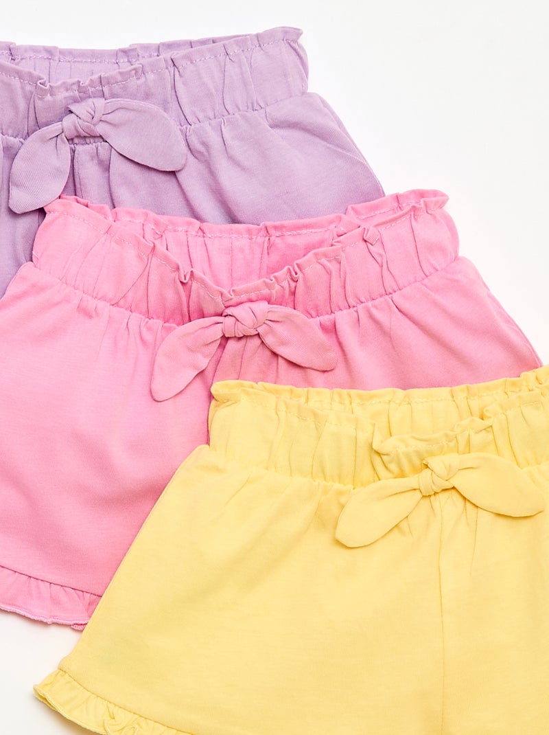 Set van 3 effen shorts met volants Paars - Kiabi