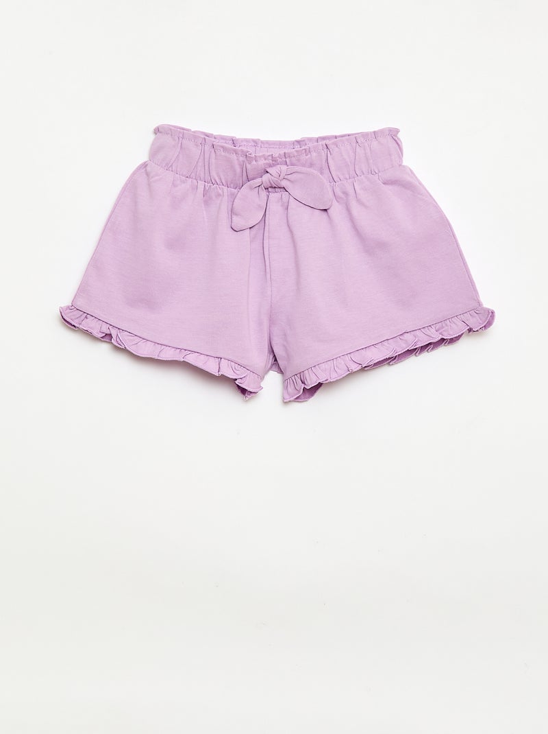 Set van 3 effen shorts met volants Paars - Kiabi