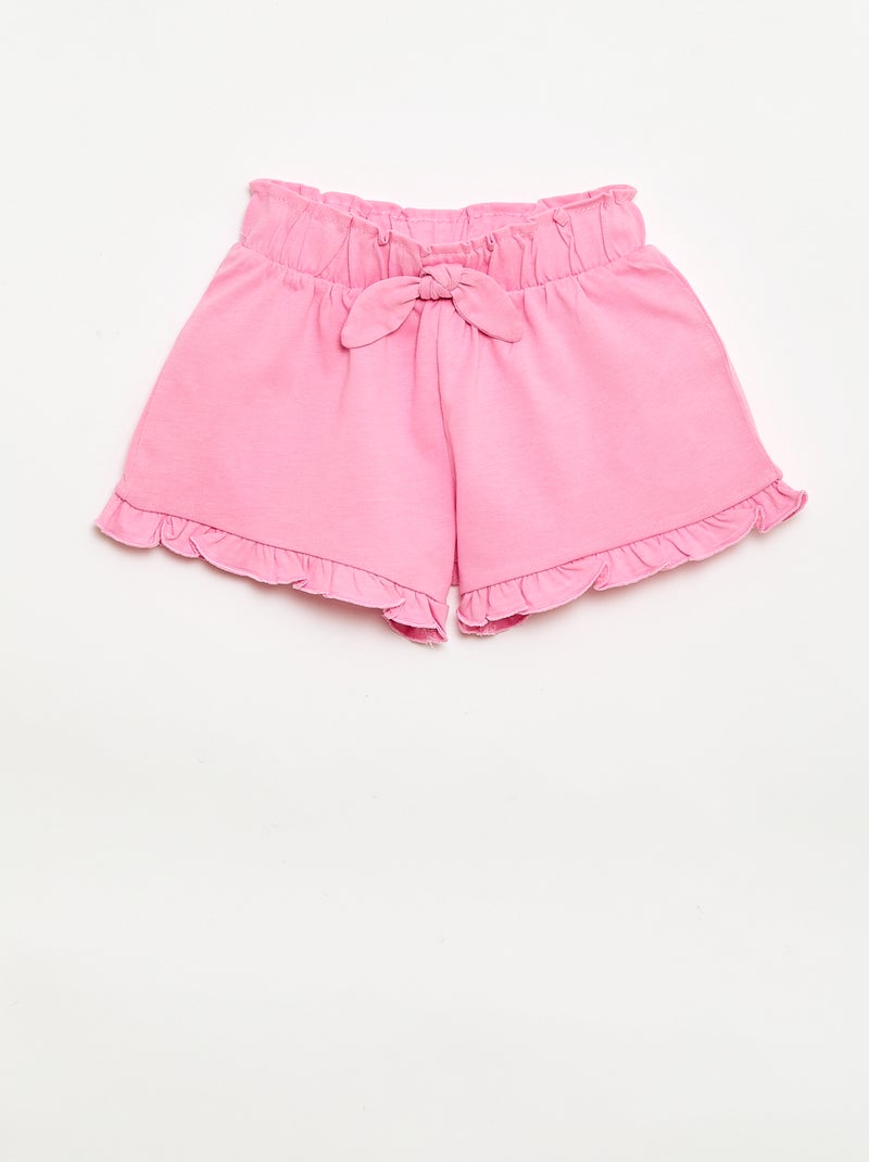 Set van 3 effen shorts met volants Paars - Kiabi