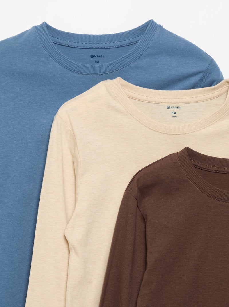 Set van 3 effen T-shirts Biege - Kiabi